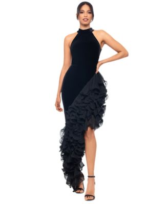 Betsy & Adam - Women's Velvet Ruffled-Trim Dress