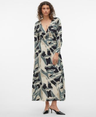 Vero Moda - Women's Beline Printed V-Neck Maxi Dress