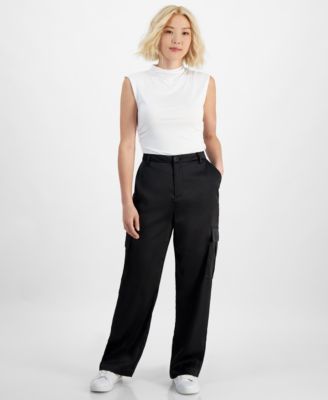 DKNY Jeans - Petite High-Rise Satin Cargo Pants