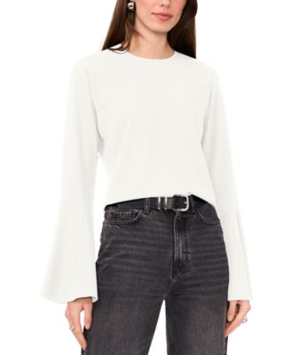 1.STATE - Women's Flutter-Sleeve Crewneck Blouse