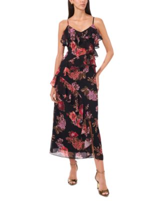 CeCe - Women's Floral-Print Ruffled Maxi Dress
