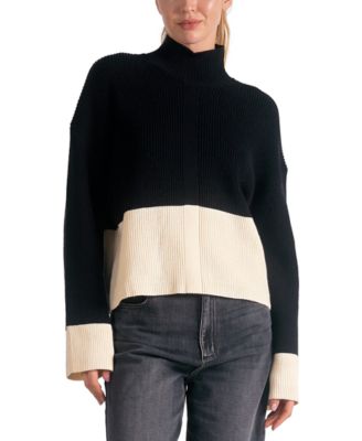 Elan - Women's Mock-Neck Colorblocked Sweater