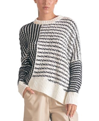 Elan - Women's Asymmetrical-Striped Sweater