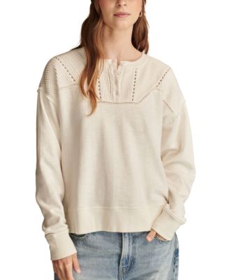 Lucky Brand - Women's Pintucked-Yoke Henley Sweatshirt