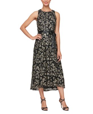 Alex Evenings - Women's Embroidered Hi-Low Midi Dress