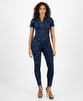 GUESS - Women's Yuri Denim Paisley-Print Jumpsuit