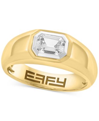EFFY Collection - Men's White Sapphire Bezel Ring (1-1/20 ct. t.w.) in Gold-Plated Sterling Silver