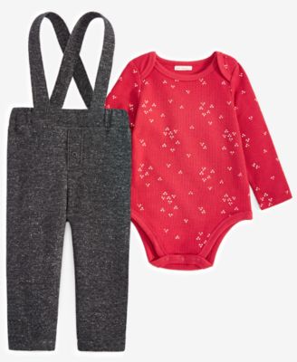 First Impressions - Baby Boys Bodysuit & Marled Overalls, 2 Piece Set