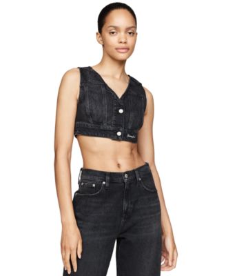 Tommy Jeans - Women's Rhinestone Cropped Denim Vest
