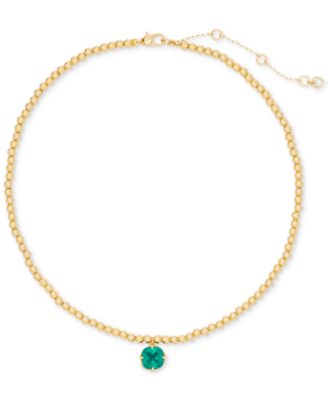 kate spade new york - Gold-Tone Pop of Joy Green Stone Pendant Necklace, 16" + 3" extender