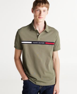 Tommy Hilfiger - Men's Short Sleeve Embroidered Chest Stripe Polo Shirt