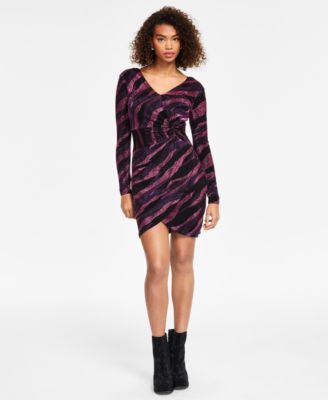 Siena - Women's Metallic Side-Twist Long-Sleeve Dress