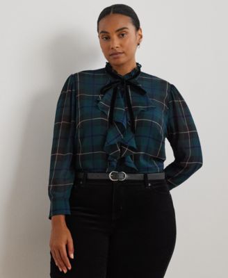 Lauren Ralph Lauren - Plus Size Ruffled Plaid Blouse