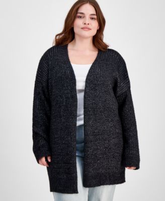 Absolutely Famous - Trendy Plus Size Metallic V-Neck Cardigan Sweater