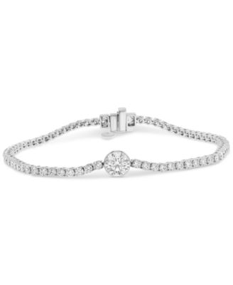 EFFY Collection - Lab Grown Diamond Cluster Tennis Bracelet (3-7/8 ct. t.w.) in 14k White Gold