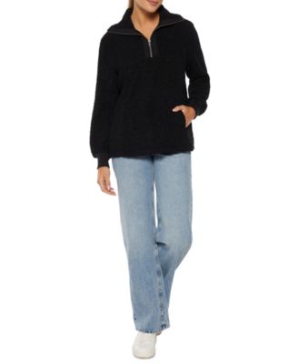 Three Dots - Women's Mock-Neck Fleece Half-Zip Sweatshirt
