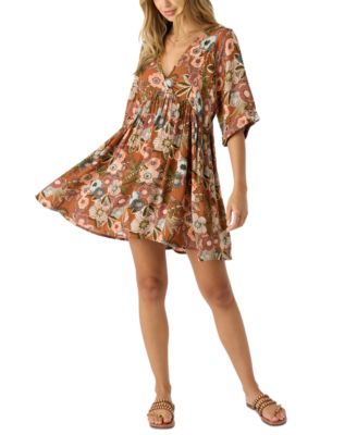 O'Neill - Juniors' Rosemary V-Neck Woven Dolman-Sleeve Mini Dress