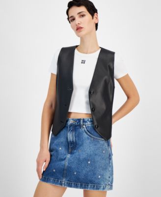 HUGO - Women's Faux-Leather Button Vest