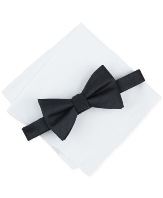 Alfani - Men's Kent Stripe Bow Tie & Solid Pocket Square Set
