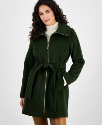 Michael Kors - Petite Belted Zip-Front Coat
