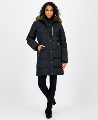 Michael Kors - Women's Faux-Fur-Trim Hooded Puffer Coat