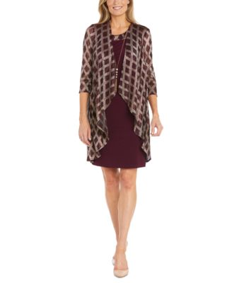 R & M Richards - Petite Metallic-Plaid Jacket & Sheath Dress