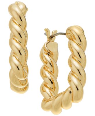 On 34th - Small Twisted Square-Shaped Hoop Earrings