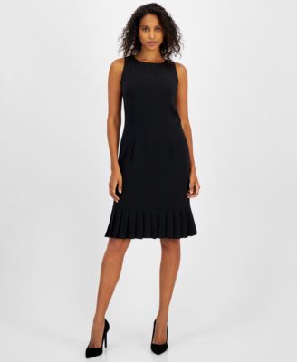 Kasper - Women's Stretch-Crepe Pleat-Hem Sheath Dress