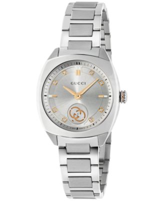 Gucci - Women's Swiss Interlocking Diamond (1/20 ct. t.w.) Stainless Steel Bracelet Watch 29mm