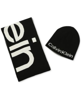 Calvin Klein - Men's Large Logo Scarf & Beanie Set