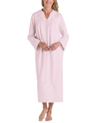 Miss Elaine - Plus Size Embroidered Waffle-Knit Robe