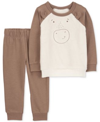 Carter's - Baby Boys Fuzzy Moose Pullover & Fleece Pants, 2 Piece Set