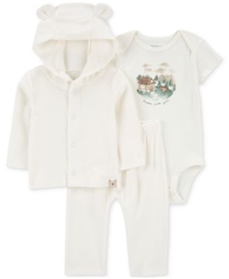 Carter's - Baby Fuzzy Little Cardigan, Bodysuit & Pants, 3 Piece Set