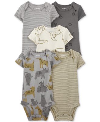 Carter's - Baby Striped Alligator Short-Sleeve Bodysuits, Pack of 5