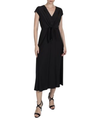 julia jordan - Women's V-Neck Front-Tie Midi Dress