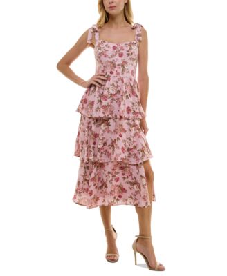 Trixxi - Juniors' Floral Tiered Midi Dress