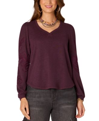 Democracy - Petite Long-Sleeve Sweetheart Blouse