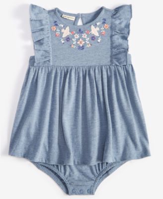 First Impressions - Baby Girls Nordic Embroidered Skirted Sunsuit