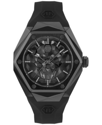 Philipp Plein - Men's The Skull Spikes Black Silicone Strap Watch 45mm