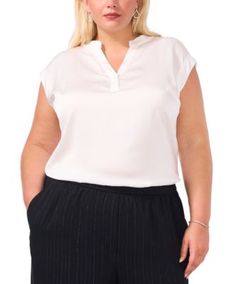 Vince Camuto - Plus Size Split-Neck Cap-Sleeve Blouse, Created for Macy's