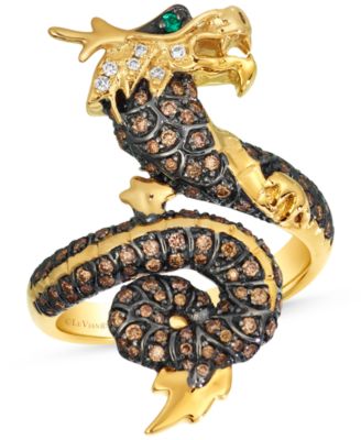 Le Vian - Costa Smeralda Emerald, Chocolate Diamond & Nude Diamond Dragon Ring (1/2 ct. t.w.) in 14k Honey Gold