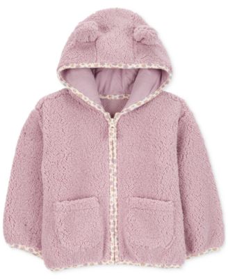 Carter's - Toddler Girls Zip-Up Faux-Sherpa Hooded Jacket