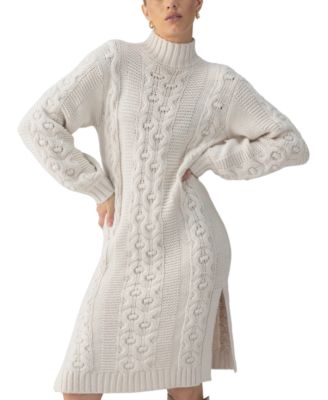 Sanctuary - Women's Cable-Knit Side-Slit Sweater Dress