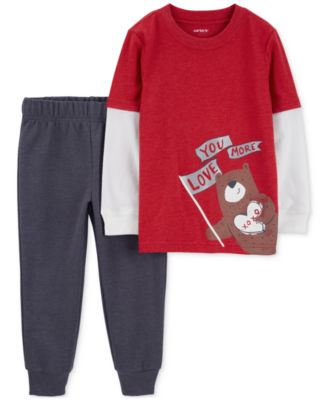 Carter's - Toddler Boys Layered-Look Love You More Graphic T-Shirt & Pants, 2 Piece Set