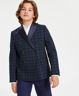 B By Brooks Brothers - Big Boys Plaid Double-Breasted Jacket