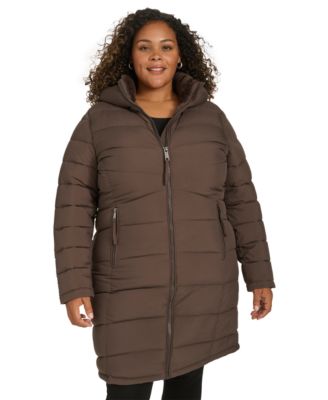 Calvin Klein - Plus Size Hooded Zip-Front Puffer Coat