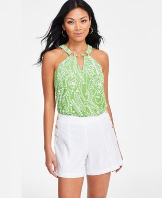 I.N.C. International Concepts - Women's Metal-Ring Printed Halter Top