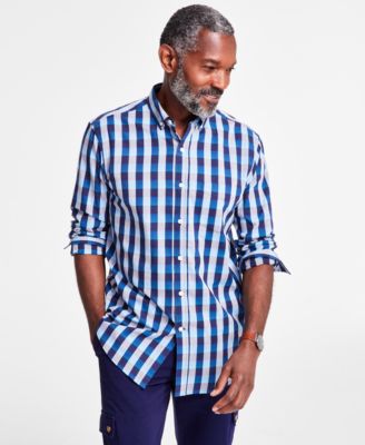 Club Room - Men's Sunset Plaid Woven Long-Sleeve Button-Down Shirt