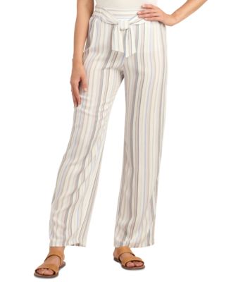 BCX - Juniors' Striped Tie-Waist Pull-On Pants
