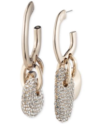Givenchy - Gold-Tone Polished & Pav&eacute; Multi Disc Mismatch Dangle Hoop Earrings